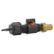 4mm Barb Micro Connector with In-Line BSPM Valve and 19mm Brass Barb - Home & Garden > Lawn & Garden > Watering & Irrigation > Garden Hose Fittings & Valves > Garden Hose Fittings Garden watering