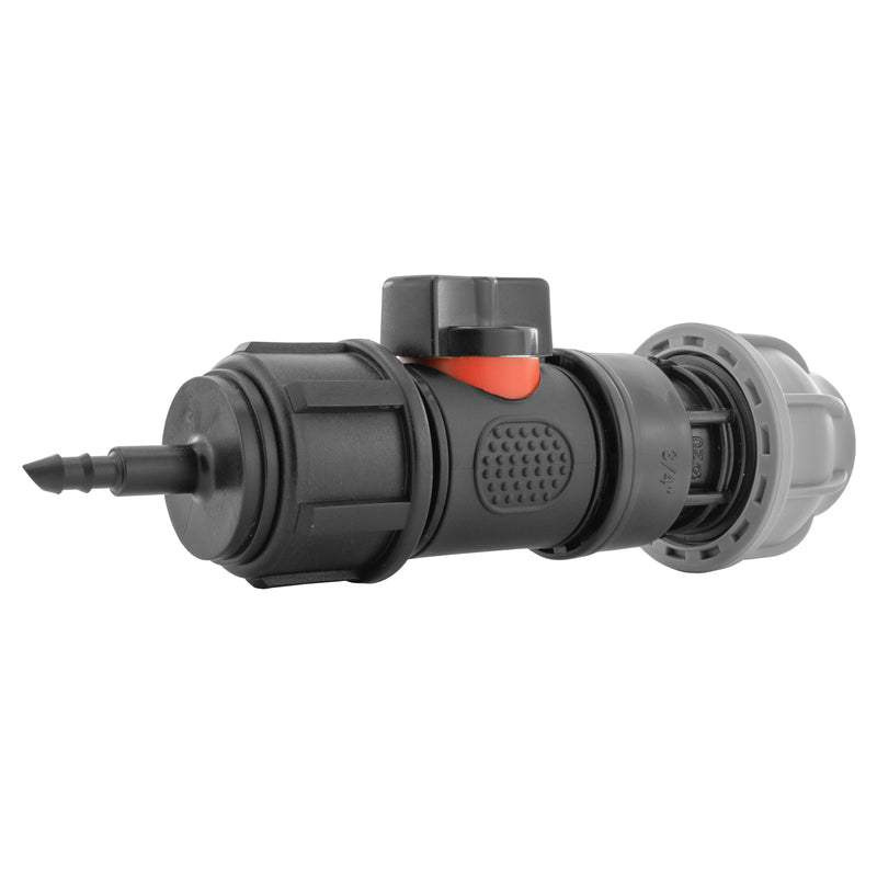 4mm Barb Micro Connector with In-Line BSPM Valve and 20mm MDPE Straight - Home & Garden > Lawn & Garden > Watering & Irrigation > Garden Hose Fittings & Valves > Garden Hose Fittings Garden watering