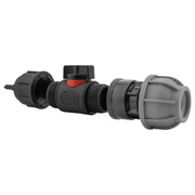 4mm Barb Micro Connector with In-Line BSPM Valve and 20mm MDPE Straight - Home & Garden > Lawn & Garden > Watering & Irrigation > Garden Hose Fittings & Valves > Garden Hose Fittings Garden watering