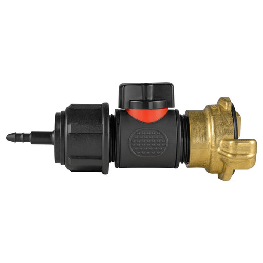 4mm Barb Micro Connector with In-Line BSPM Valve and Geka Type Connector - Home & Garden > Lawn & Garden > Watering & Irrigation > Garden Hose Fittings & Valves > Garden Hose Fittings Garden watering