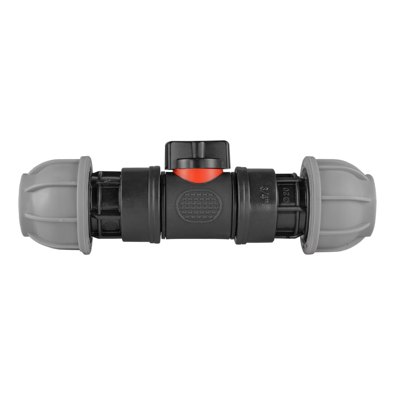 In-Line BSPM Valve with 2 x 20mm MDPE Straight Connectors - Home & Garden > Lawn & Garden > Watering & Irrigation > Garden Hose Fittings & Valves > Garden Hose Fittings Garden watering