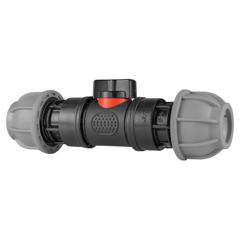 In-Line BSPM Valve with 2 x 20mm MDPE Straight Connectors - Home & Garden > Lawn & Garden > Watering & Irrigation > Garden Hose Fittings & Valves > Garden Hose Fittings Garden watering