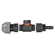 20mm MDPE Straight with In-Line BSPM Valve and 16mm Barbed Straight - Home & Garden > Lawn & Garden > Watering & Irrigation > Garden Hose Fittings & Valves > Garden Hose Fittings Garden watering