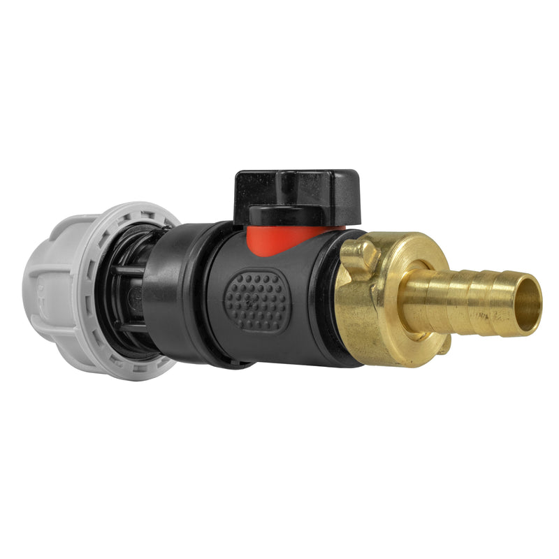 20mm MDPE Straight with In-Line BSPM Valve and 13mm Brass Barb - Home & Garden > Lawn & Garden Garden watering