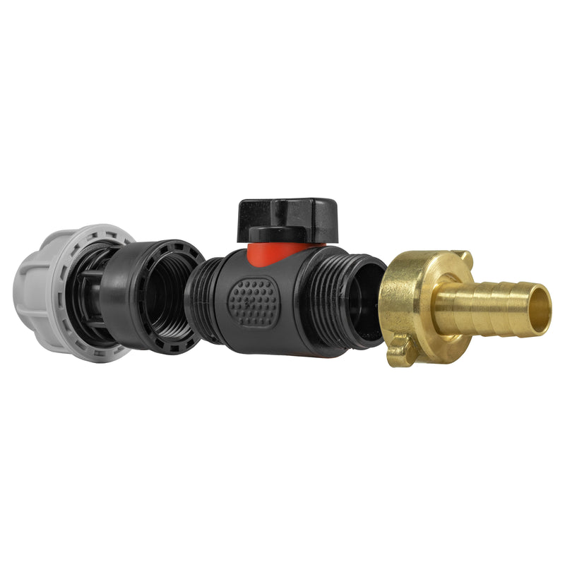 20mm MDPE Straight with In-Line BSPM Valve and 13mm Brass Barb - Home & Garden > Lawn & Garden Garden watering