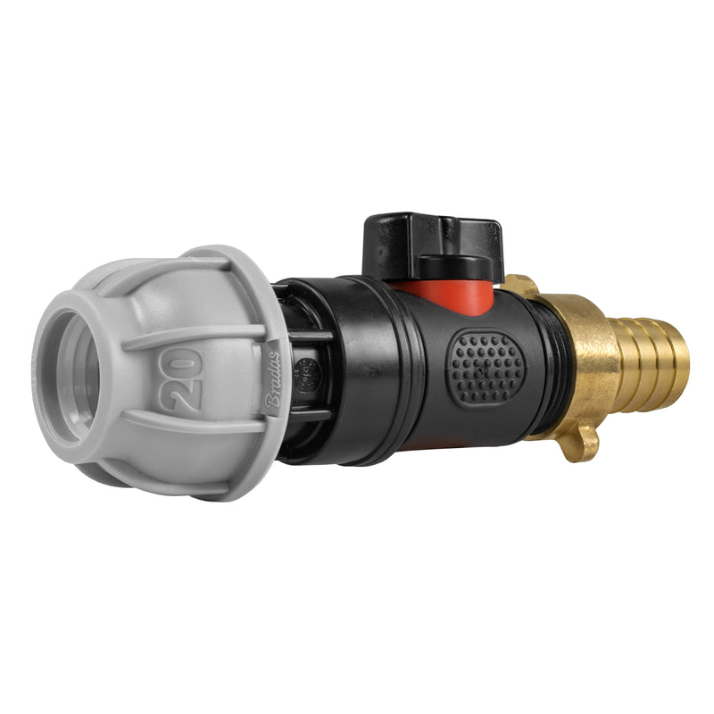 20mm MDPE Straight with In-Line BSPM Valve and 19mm Brass Barb - Home & Garden > Lawn & Garden Garden watering