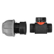 20mm MDPE Straight with In-Line BSPM Threaded Valve - Home & Garden > Lawn & Garden > Watering & Irrigation > Garden Hose Fittings & Valves > Garden Hose Fittings Garden watering