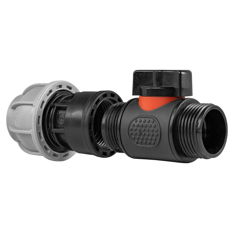20mm MDPE Straight with In-Line BSPM Threaded Valve - Home & Garden > Lawn & Garden > Watering & Irrigation > Garden Hose Fittings & Valves > Garden Hose Fittings Garden watering