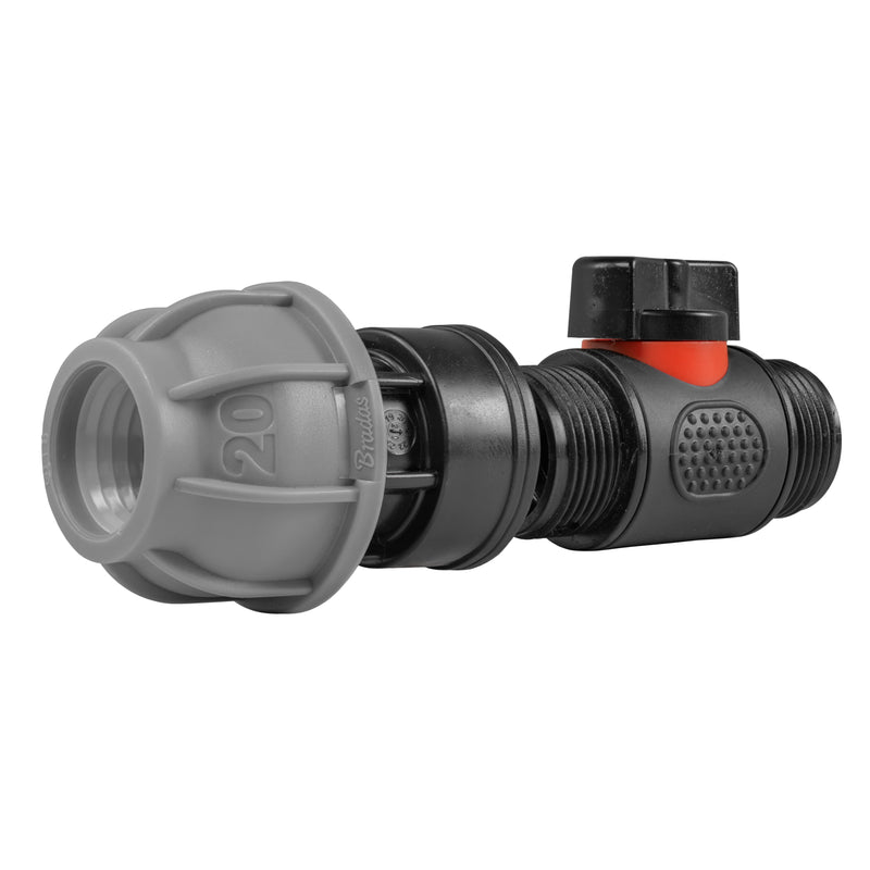 20mm MDPE Straight with In-Line BSPM Threaded Valve - Home & Garden > Lawn & Garden > Watering & Irrigation > Garden Hose Fittings & Valves > Garden Hose Fittings Garden watering