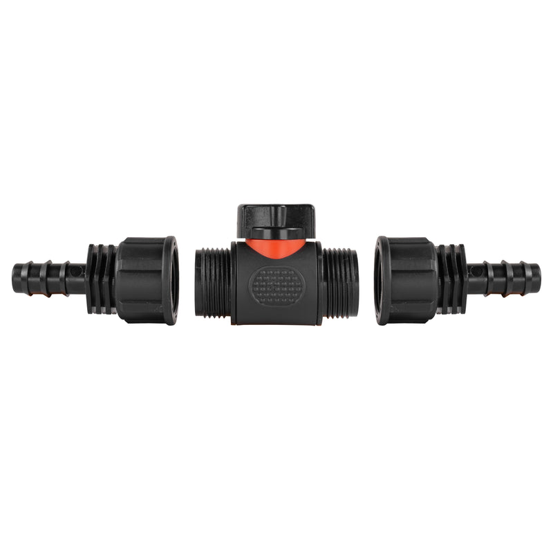 In-Line BSPM Valve with 2 x 16mm Barbed Straight Connectors - Home & Garden > Lawn & Garden Garden watering