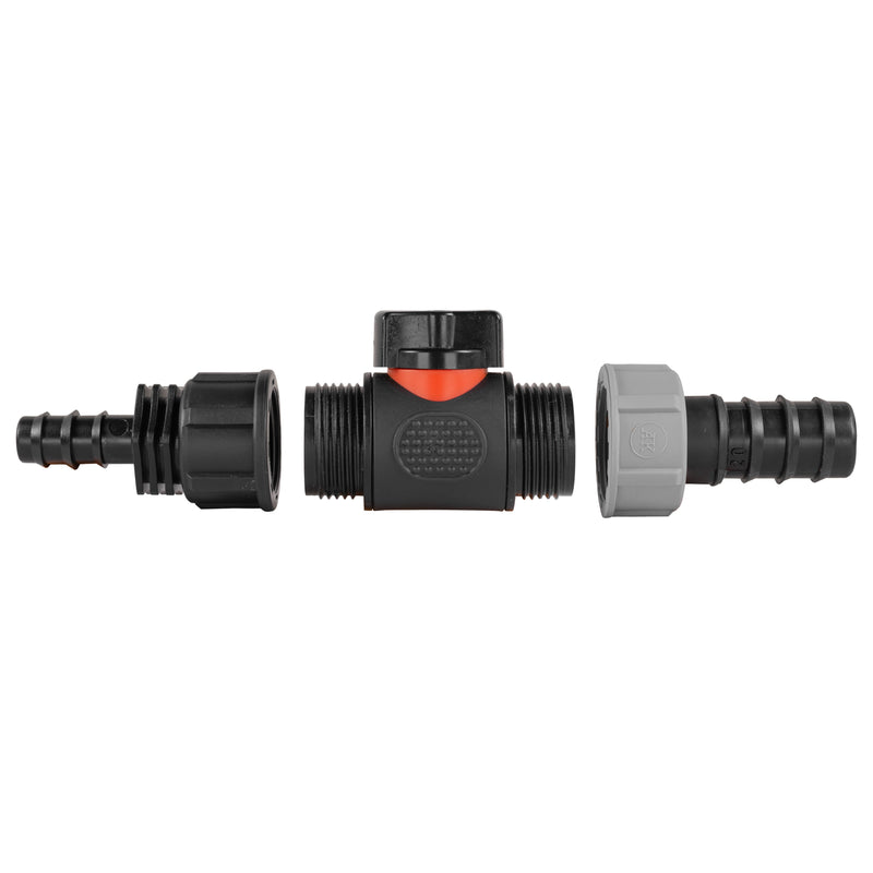 16mm Barbed Straight with In-Line BSPM Valve and 20mm Barbed Straight - Home & Garden > Lawn & Garden Garden watering
