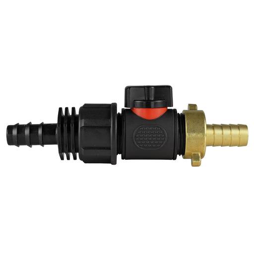 16mm Barbed Straight with In-Line BSPM Valve and 13mm Brass Barb - Home & Garden > Lawn & Garden Garden watering