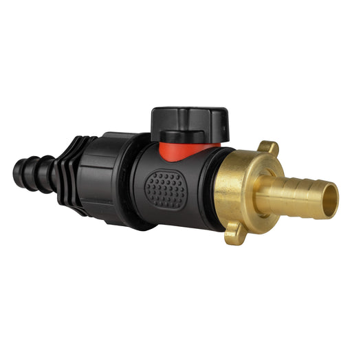 16mm Barbed Straight with In-Line BSPM Valve and 13mm Brass Barb - Home & Garden > Lawn & Garden Garden watering