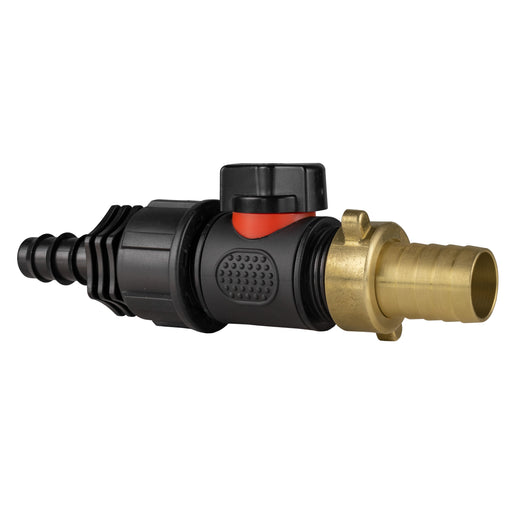 16mm Barbed Straight with In-Line BSPM Valve and 19mm Brass Barb - Home & Garden > Lawn & Garden Garden watering