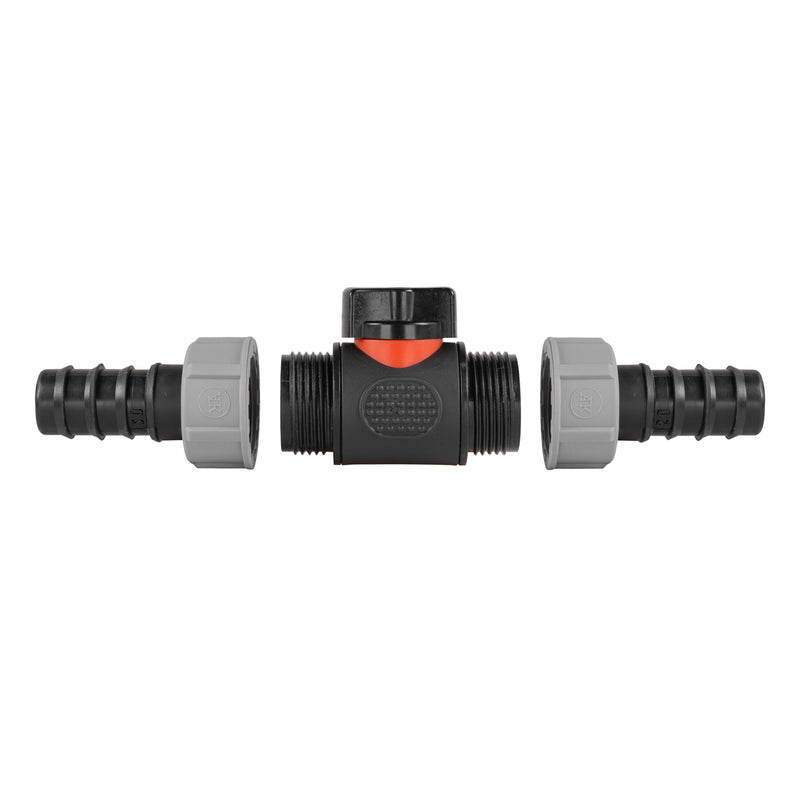 In-Line BSPM Valve with 2 x 20mm Barbed Straight Connectors - Home & Garden > Lawn & Garden Garden watering