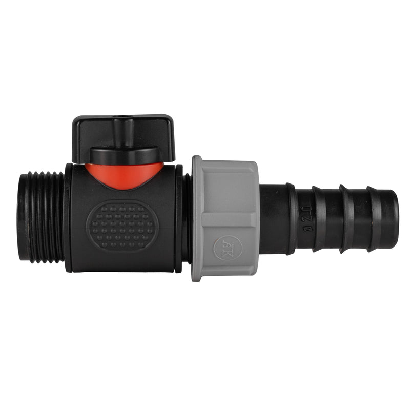 20mm Barbed Straight with In-Line BSPM Threaded Valve - Home & Garden > Lawn & Garden Garden watering