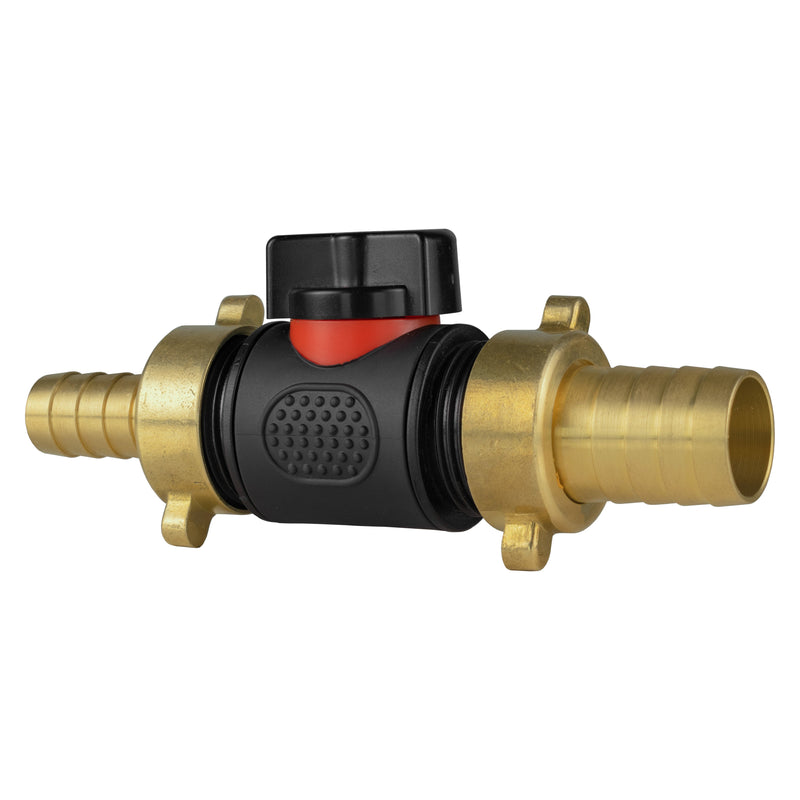 13mm Brass Barb with In-Line BSPM Valve and 19mm Brass Barb - Home & Garden > Lawn & Garden Garden watering