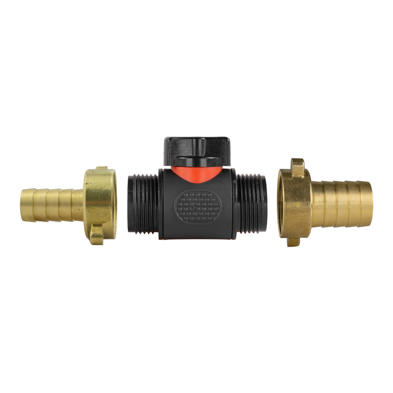 13mm Brass Barb with In-Line BSPM Valve and 19mm Brass Barb - Home & Garden > Lawn & Garden Garden watering
