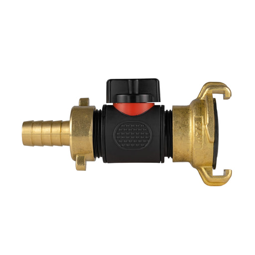 13mm Brass Barb with In-Line BSPM Valve and Geka Type Connector - Home & Garden > Lawn & Garden Garden watering