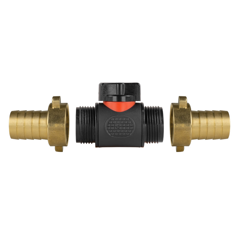 In-Line BSPM Valve with 2 x 19mm Brass Barb Connectors - Home & Garden > Lawn & Garden Garden watering