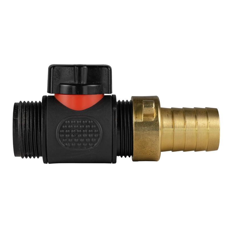 19mm Brass Barb with In-Line BSPM Threaded Valve - Home & Garden > Lawn & Garden Garden watering