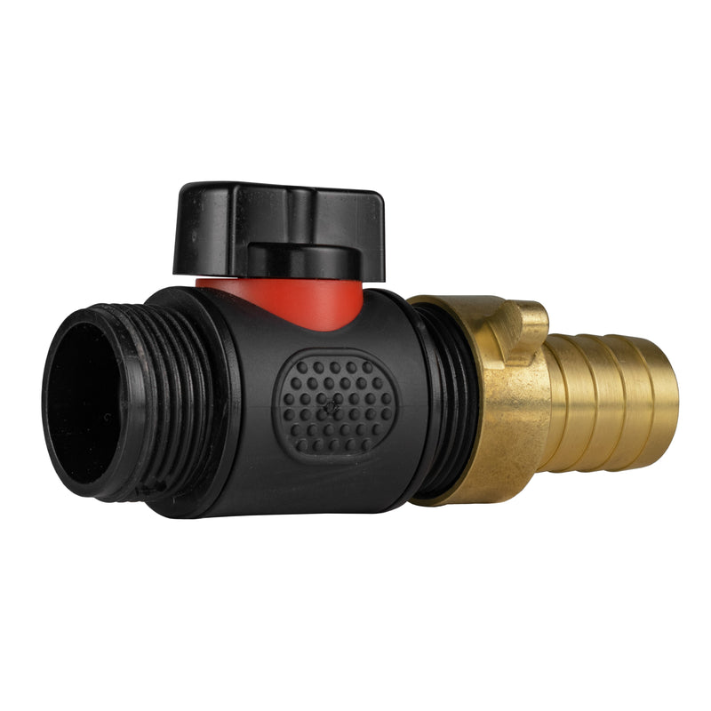 19mm Brass Barb with In-Line BSPM Threaded Valve - Home & Garden > Lawn & Garden Garden watering