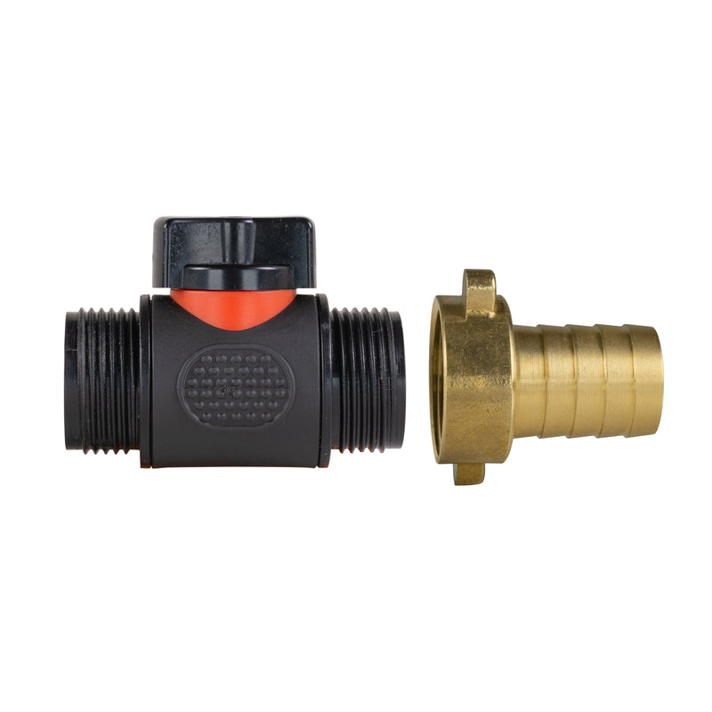 19mm Brass Barb with In-Line BSPM Threaded Valve - Home & Garden > Lawn & Garden Garden watering