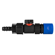 Hose Connector Blue with In-Line BSPM Valve and 16mm Barbed Straight - Home & Garden > Lawn & Garden Garden watering