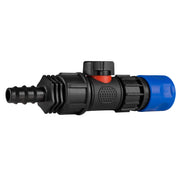Hose Connector Blue with In-Line BSPM Valve and 16mm Barbed Straight - Home & Garden > Lawn & Garden Garden watering