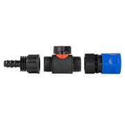 Hose Connector Blue with In-Line BSPM Valve and 16mm Barbed Straight - Home & Garden > Lawn & Garden Garden watering