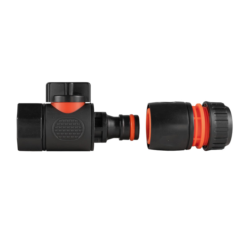 3/4" BSPF Thread Quick Connect Valve with Hose Connector Black - Home & Garden > Lawn & Garden > Watering & Irrigation > Garden Hose Fittings & Valves > Garden Hose Fittings Garden watering