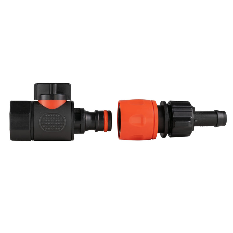 3/4" BSPF Thread Quick Connect Valve with Hose Connector 16mm Barb - Home & Garden > Lawn & Garden > Watering & Irrigation > Garden Hose Fittings & Valves > Garden Hose Fittings Garden watering