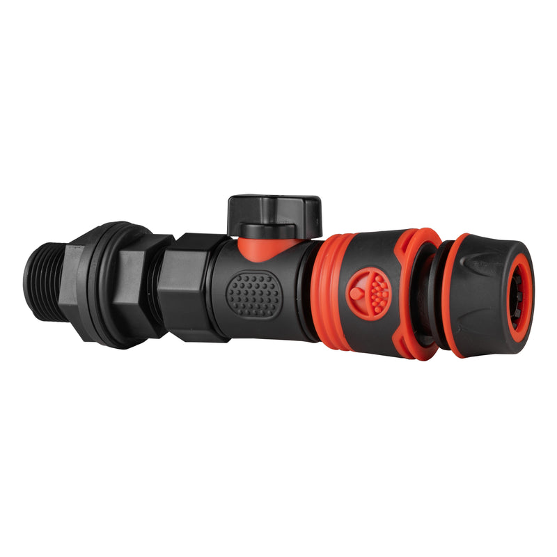 Water Butt Connector 3/4" BSP with BSPF-Quick Connect Valve & Hose Connector Black Soft - Home & Garden > Lawn & Garden > Watering & Irrigation > Garden Hose Fittings & Valves > Garden Hose Fittings Garden watering