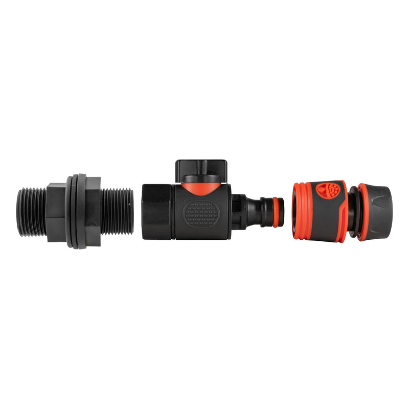 Water Butt Connector 3/4" BSP with BSPF-Quick Connect Valve & Hose Connector Black Soft - Home & Garden > Lawn & Garden > Watering & Irrigation > Garden Hose Fittings & Valves > Garden Hose Fittings Garden watering