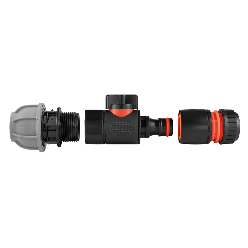 20mm MDPE Straight with BSPF-Quick Connect Valve & Hose Connector Black - Home & Garden > Lawn & Garden > Watering & Irrigation > Garden Hose Fittings & Valves > Garden Hose Fittings Garden watering