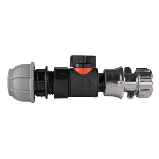 20mm MDPE Straight with BSPF-Quick Connect Valve & Hose Connector Zinc - Home & Garden > Lawn & Garden Garden watering