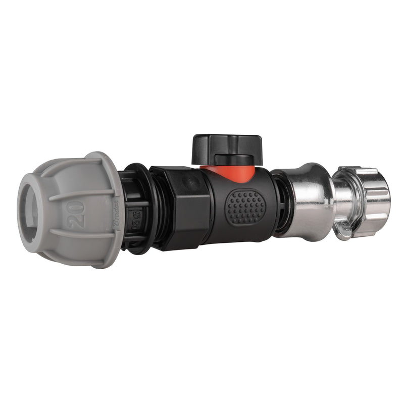 20mm MDPE Straight with BSPF-Quick Connect Valve & Hose Connector Zinc - Home & Garden > Lawn & Garden Garden watering