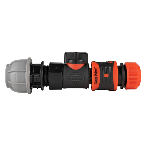 20mm MDPE Straight with BSPF-Quick Connect Valve & Hose Connector Lock - Home & Garden > Lawn & Garden Garden watering