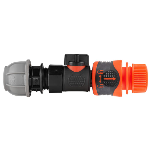20mm MDPE Straight with BSPF-Quick Connect Valve & Hose Connector Lock - Home & Garden > Lawn & Garden Garden watering