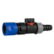 Hose Connector Blue with In-Line BSPM Valve and 20mm Barbed Straight - Home & Garden > Lawn & Garden > Watering & Irrigation Garden watering