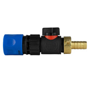 Hose Connector Blue with In-Line BSPM Valve and 13mm Brass Barb - Home & Garden > Lawn & Garden > Watering & Irrigation Garden watering