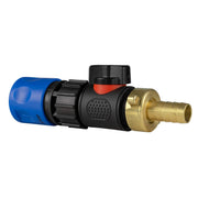 Hose Connector Blue with In-Line BSPM Valve and 13mm Brass Barb - Home & Garden > Lawn & Garden > Watering & Irrigation Garden watering