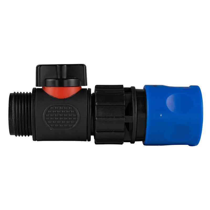 Hose Connector Blue with In-Line BSPM Threaded Valve - Home & Garden > Lawn & Garden Garden watering