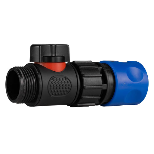 Hose Connector Blue with In-Line BSPM Threaded Valve - Home & Garden > Lawn & Garden Garden watering