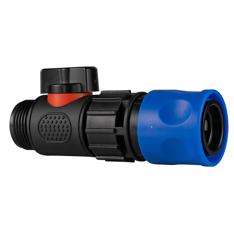 Hose Connector Blue with In-Line BSPM Threaded Valve - Home & Garden > Lawn & Garden Garden watering