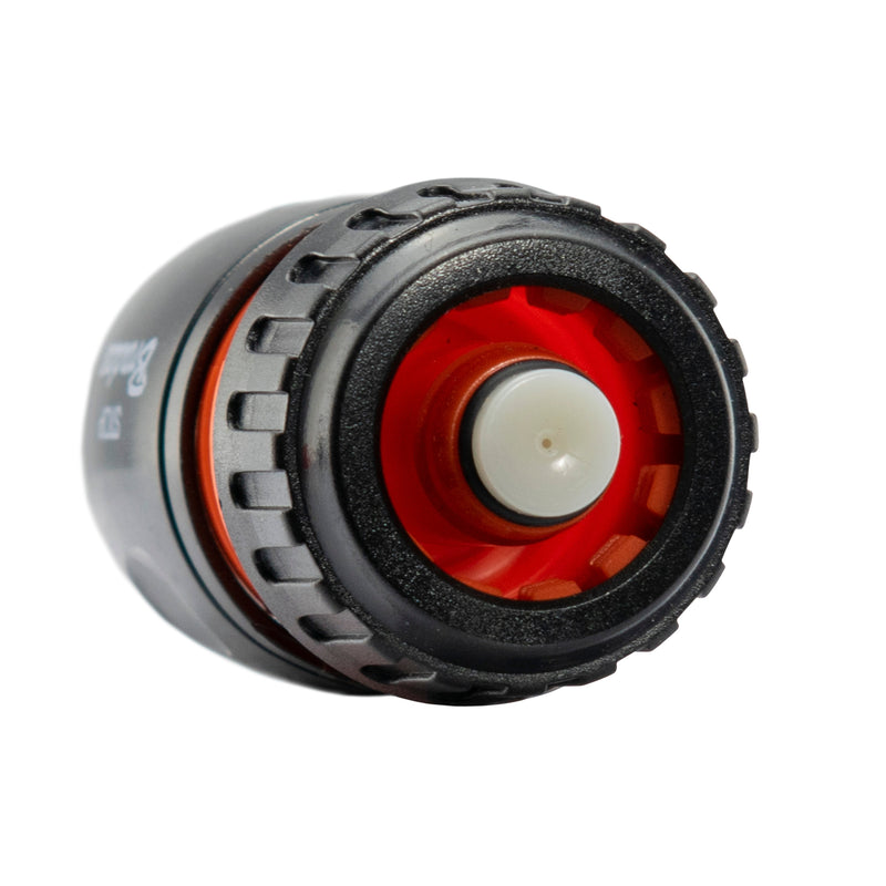 Female Hose Connector With Stop, 1/2" or 5/8" Hose, Black/Orange - Home & Garden > Lawn & Garden Garden watering
