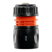 Female Hose Connector With Stop, 1/2" or 5/8" Hose, Black/Orange - Home & Garden > Lawn & Garden Garden watering