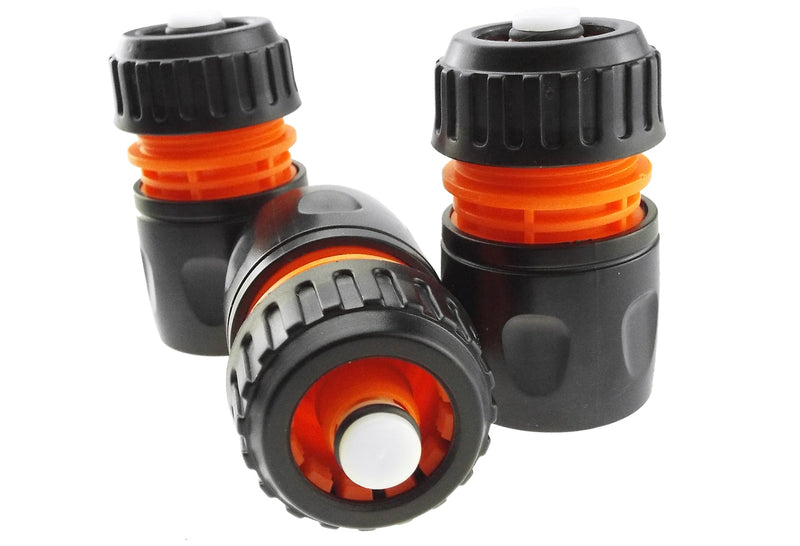 Female Hose Connector With Stop, 1/2" or 5/8" Hose, Black/Orange - Home & Garden > Lawn & Garden Garden watering