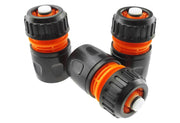 Female Hose Connector With Stop, 1/2" or 5/8" Hose, Black/Orange - Home & Garden > Lawn & Garden Garden watering