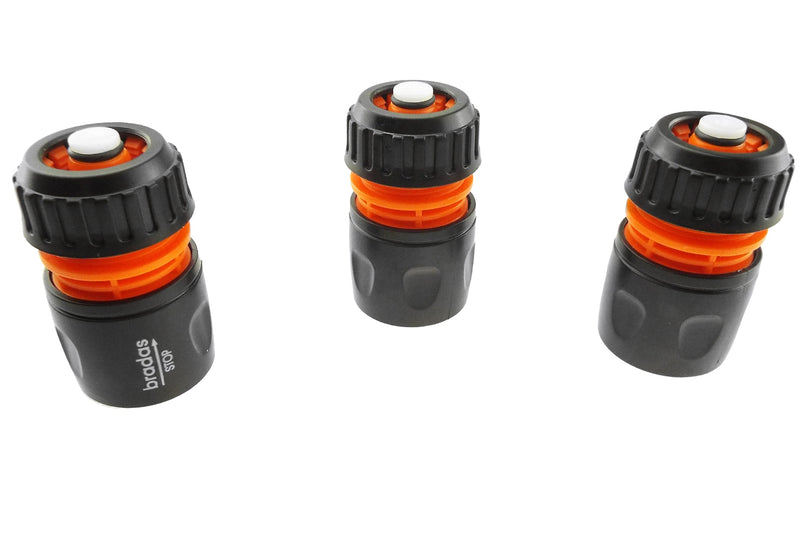Female Hose Connector With Stop, 1/2" or 5/8" Hose, Black/Orange - Home & Garden > Lawn & Garden Garden watering